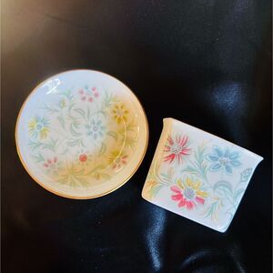 Vintage Minton England Vanessa Cigarette Holder with Ashtray Bone China